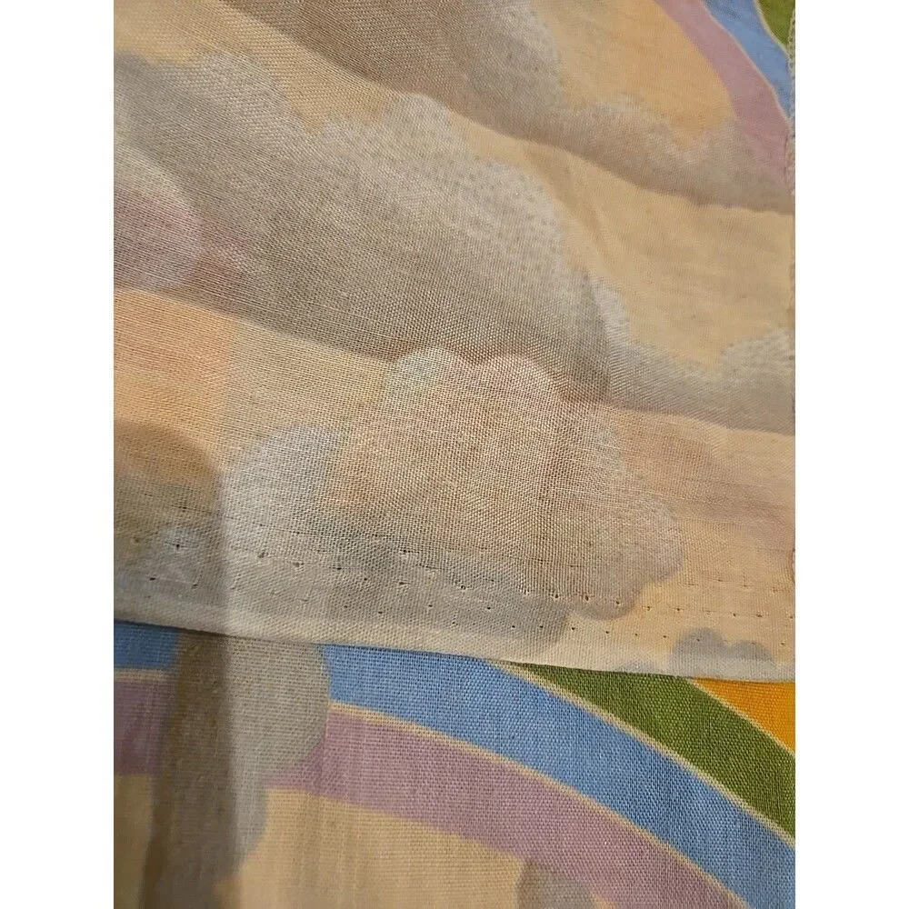Vintage RN 64155 1 Full Bed Rainbow Cloud Flat Sheet 77 x 97